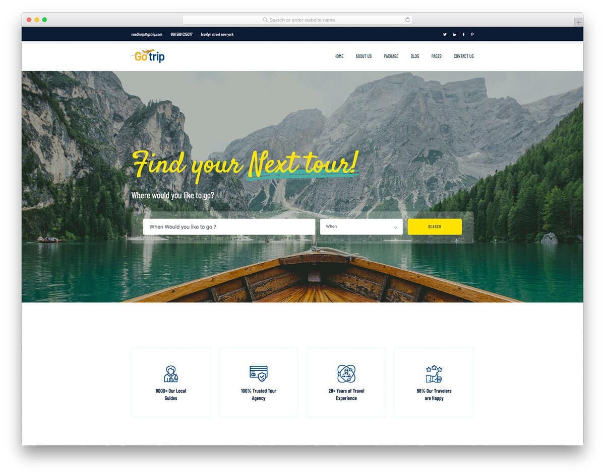hotel website template for tours and travels