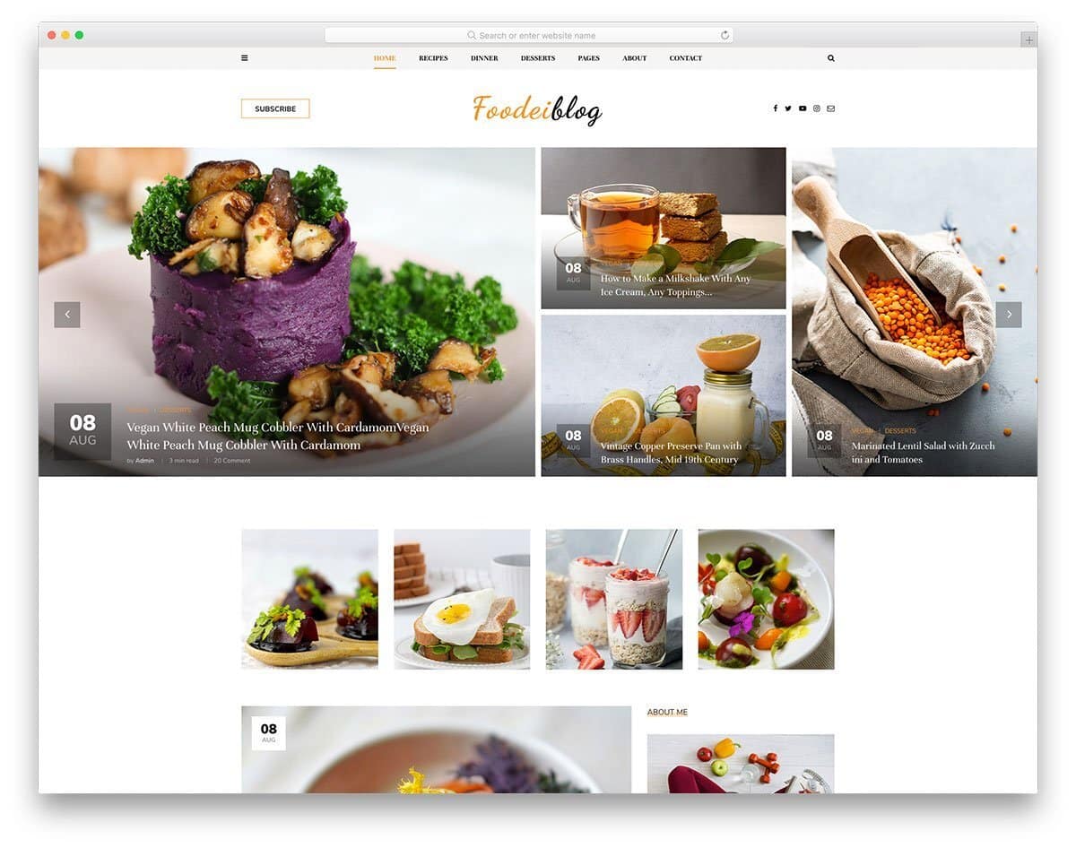 reader-friendly food blog web design templates