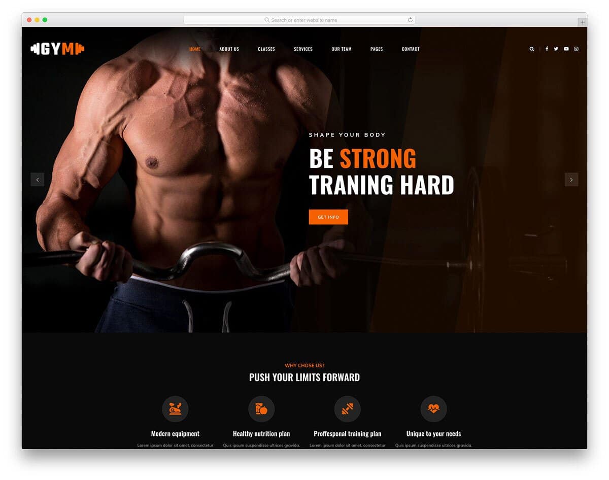 gym and fitness website template
