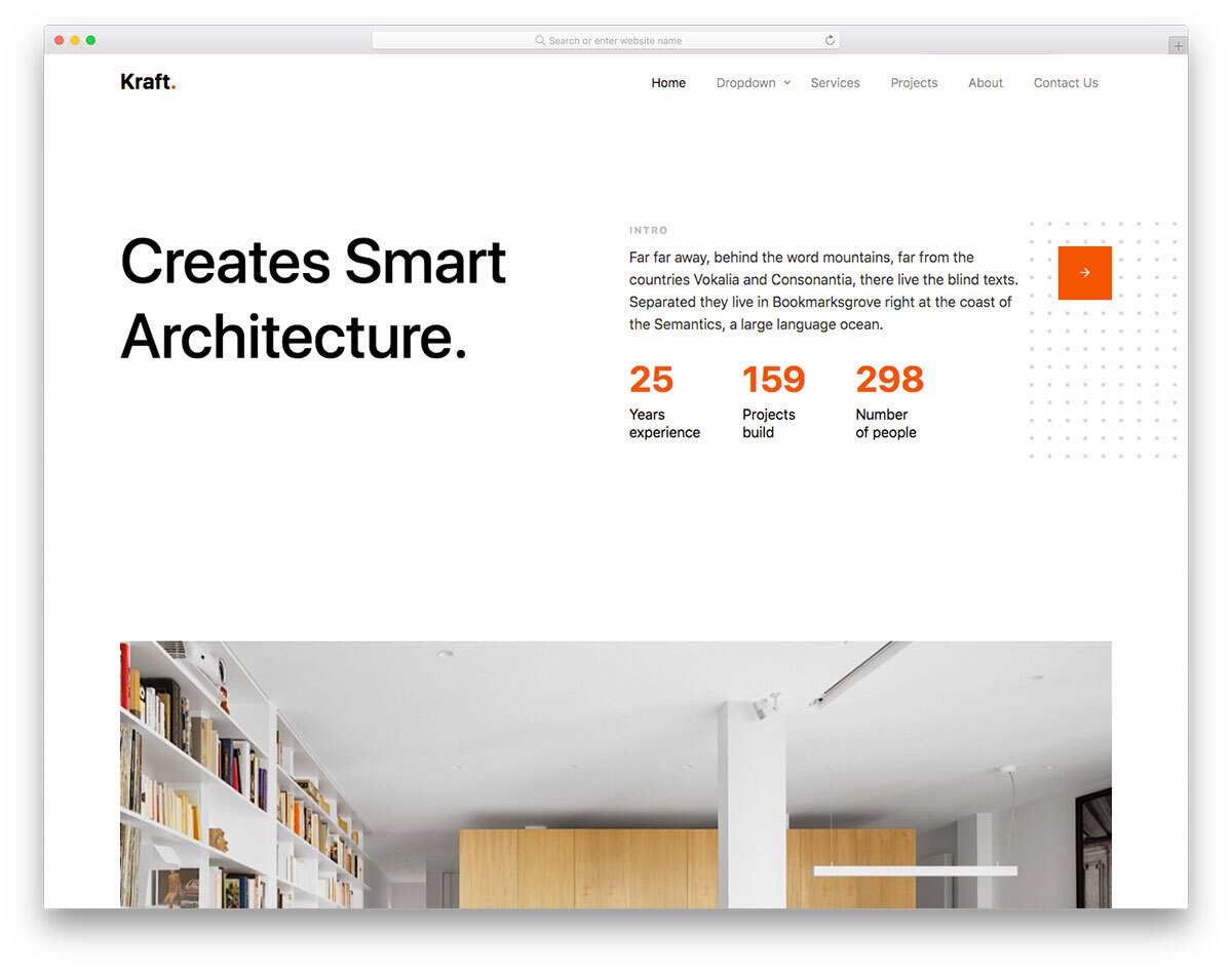 minimal website template for architects