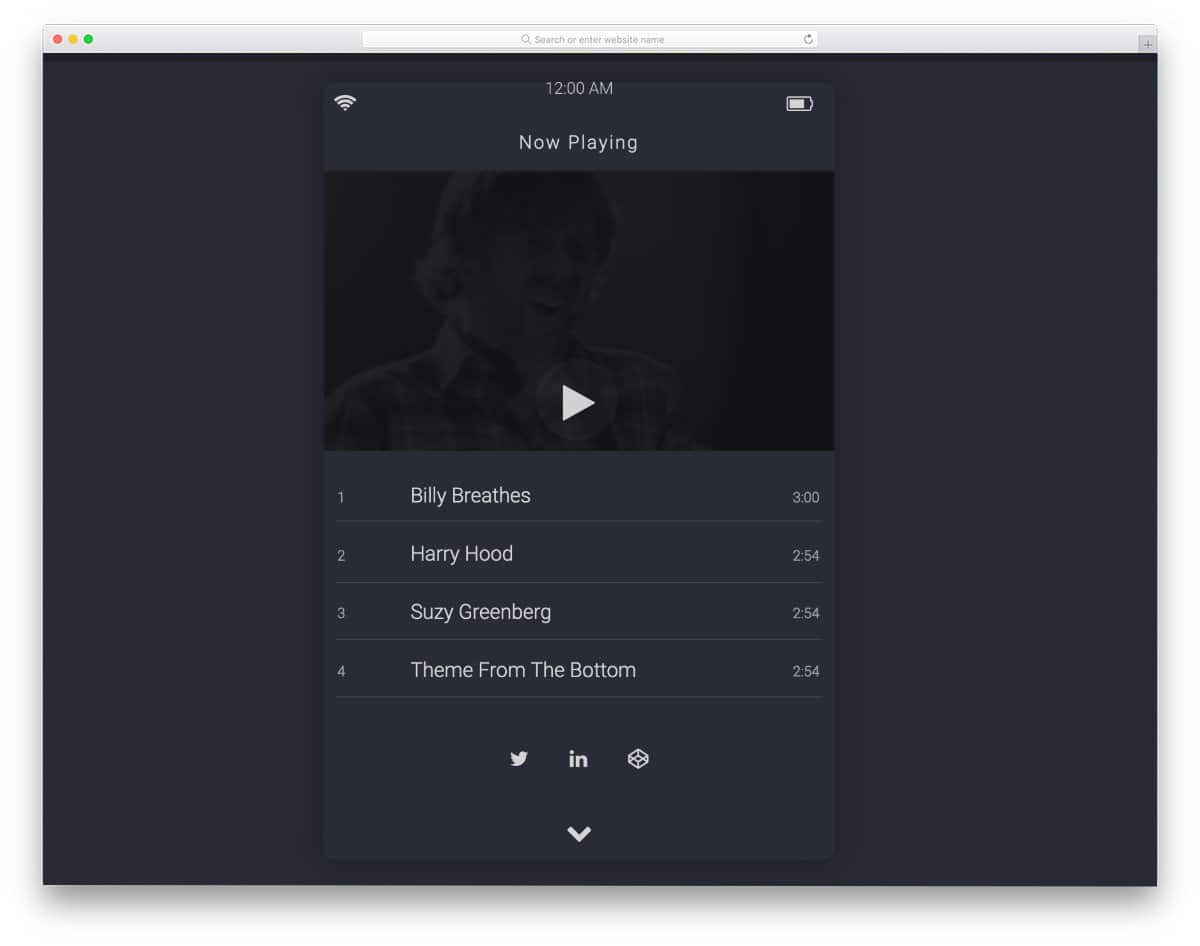 music player with option to access song queue