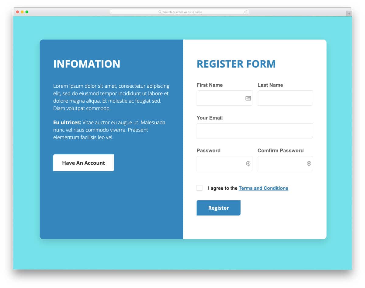 professional-looking registration form