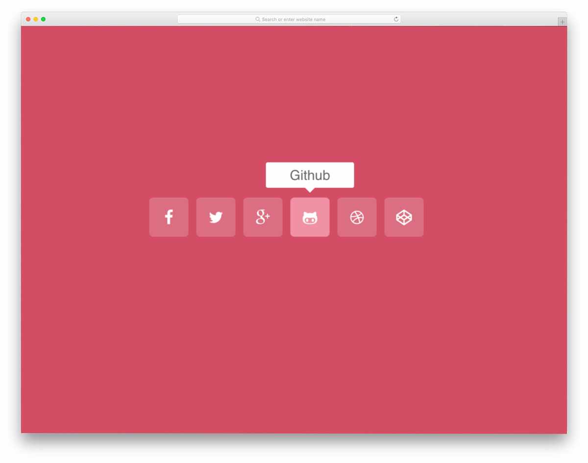 social media icons with tooltip