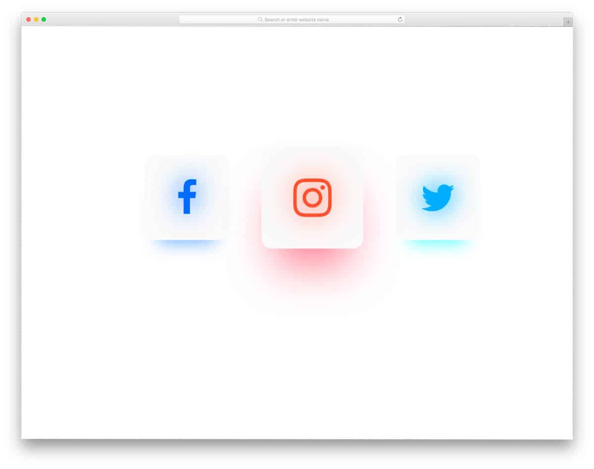 social media icon glow effect