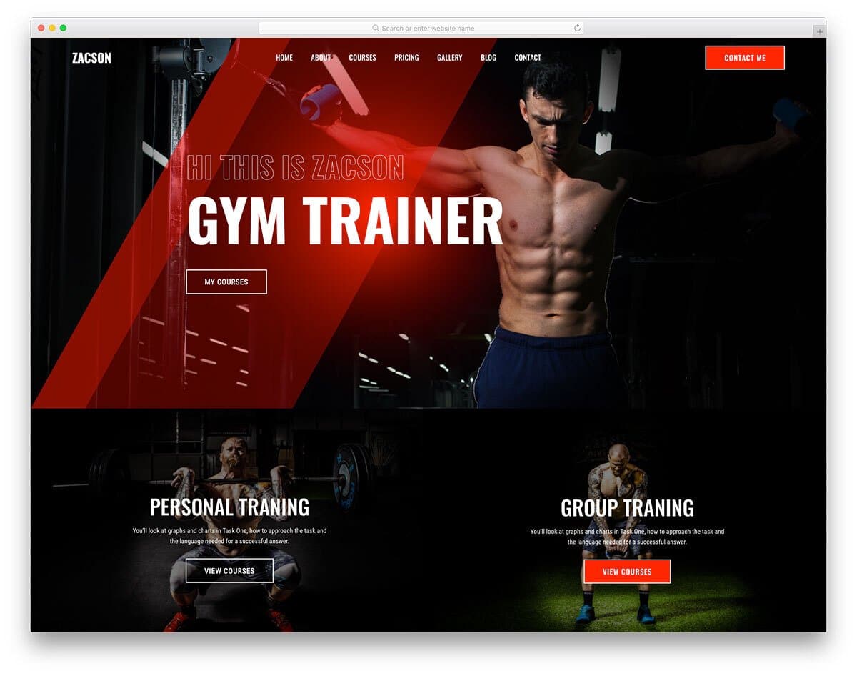 dark-theme fitness website template
