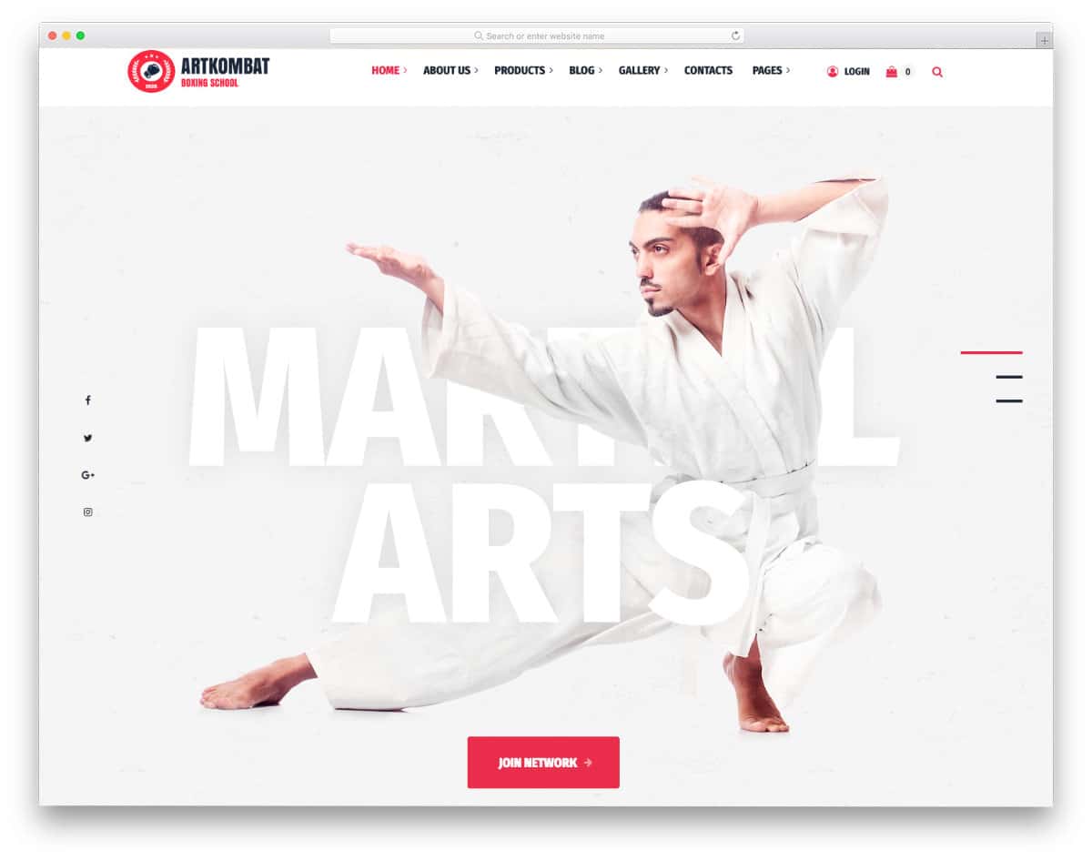 clean martial arts website templates