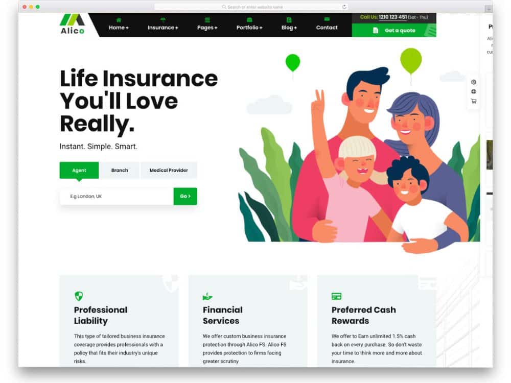 insurance company for website