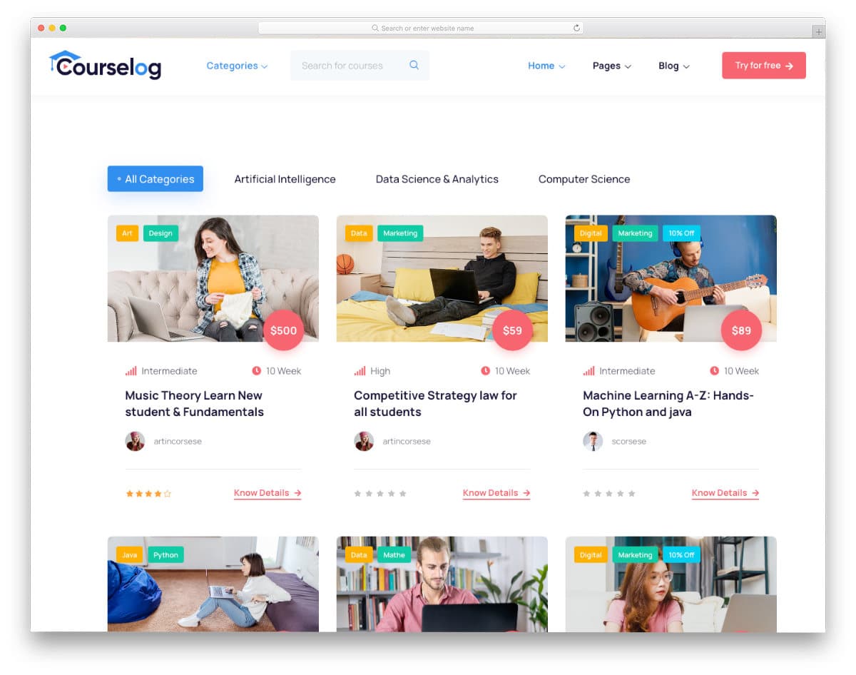 feature-packed online course WordPress theme