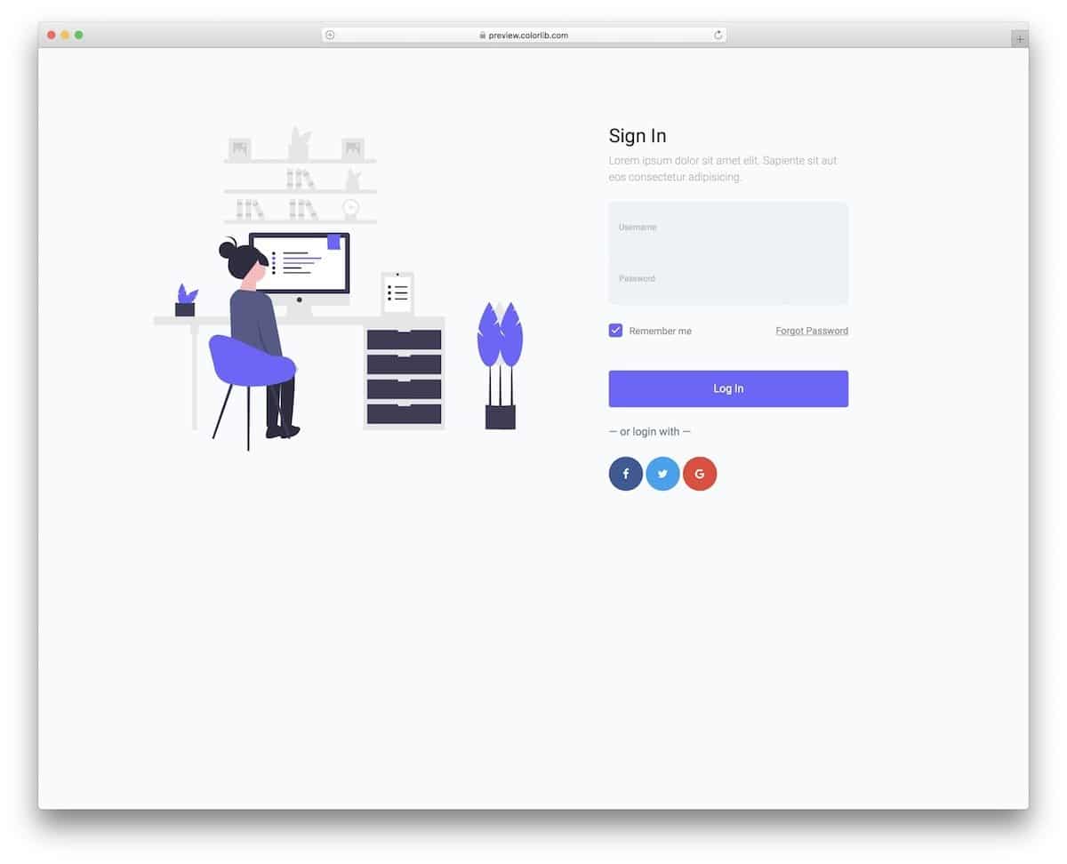 visually appealing free bootstrap login form template