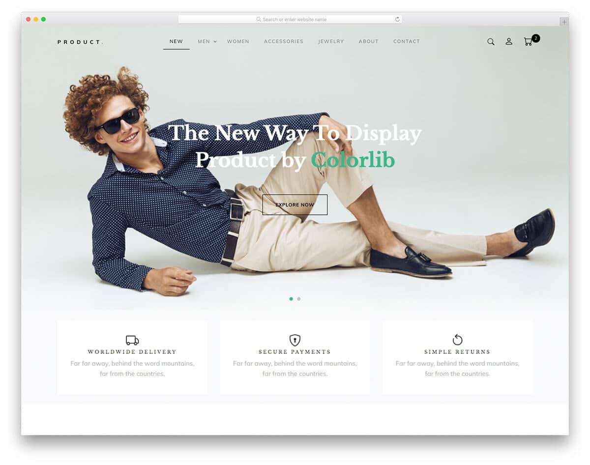 product-focused eCommerce website template