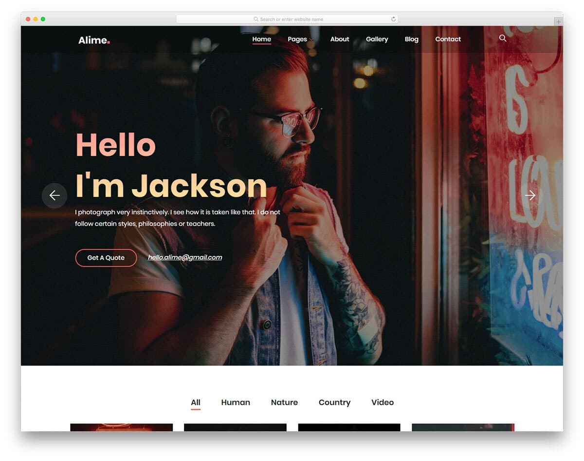 actor personal website template