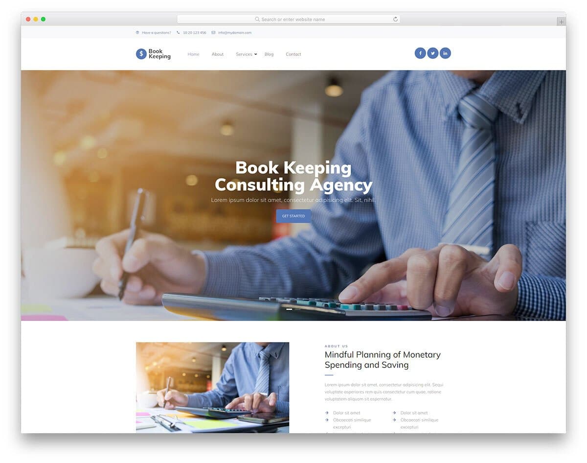 book keeping and tax service website template