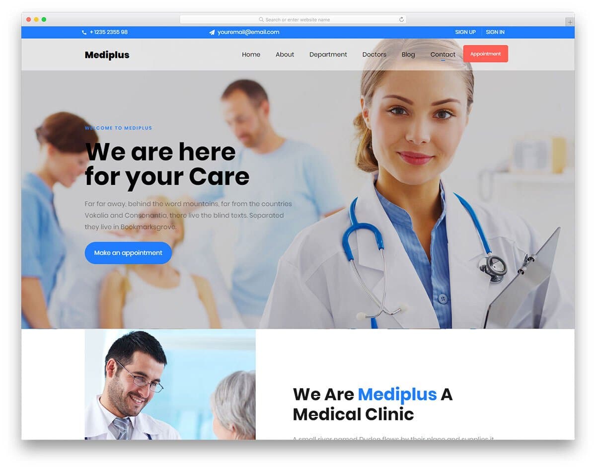 HTML medical and hospital landing page template