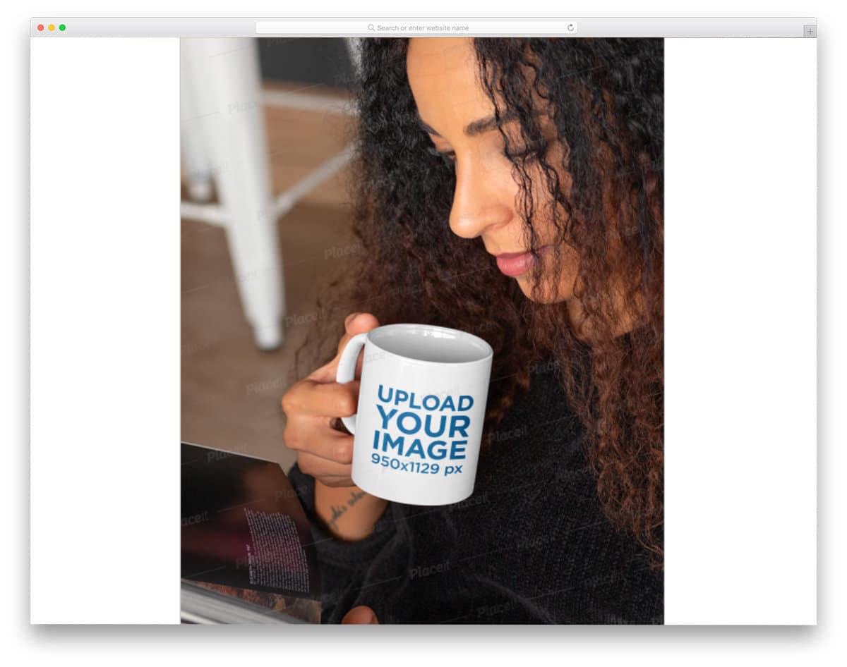 woman holding mug mockup