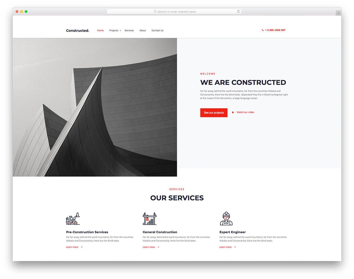 clean and sophisticated construction website template