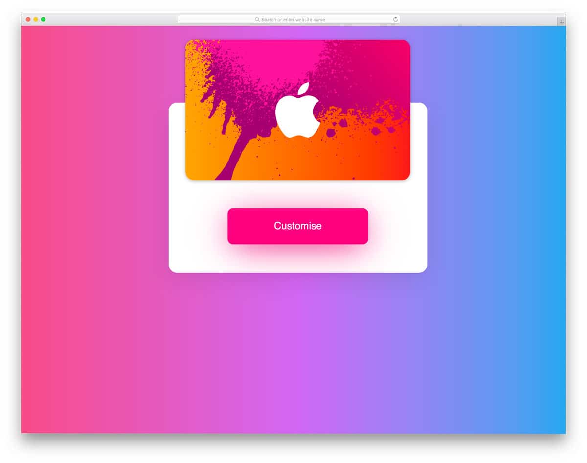 gift card CSS flip animation