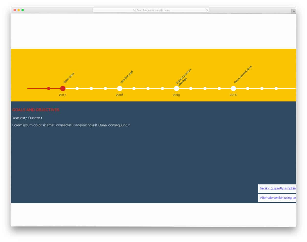 interactive Bootstrap timeline horizontal