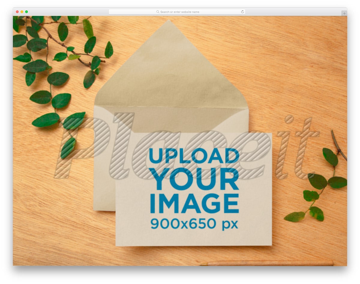 invitation mockup on a wooden table