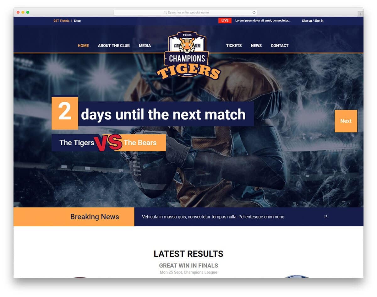 multipurpose sports website template