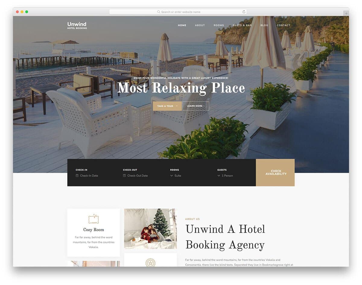 hotel website template for family-friendly websites