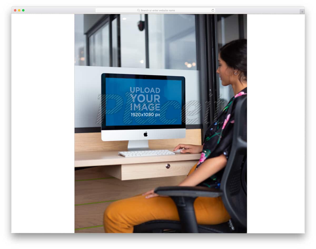 computer mockup of a woman using it