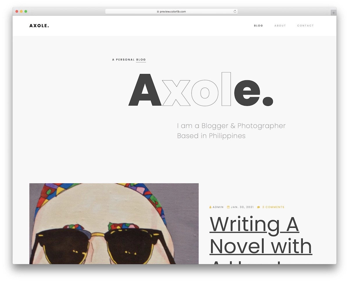 creative writer personal website template