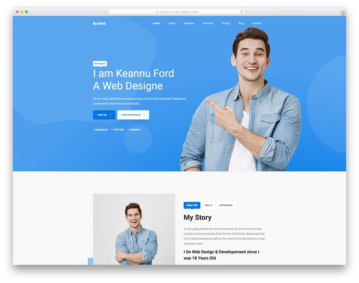 One page personal website template