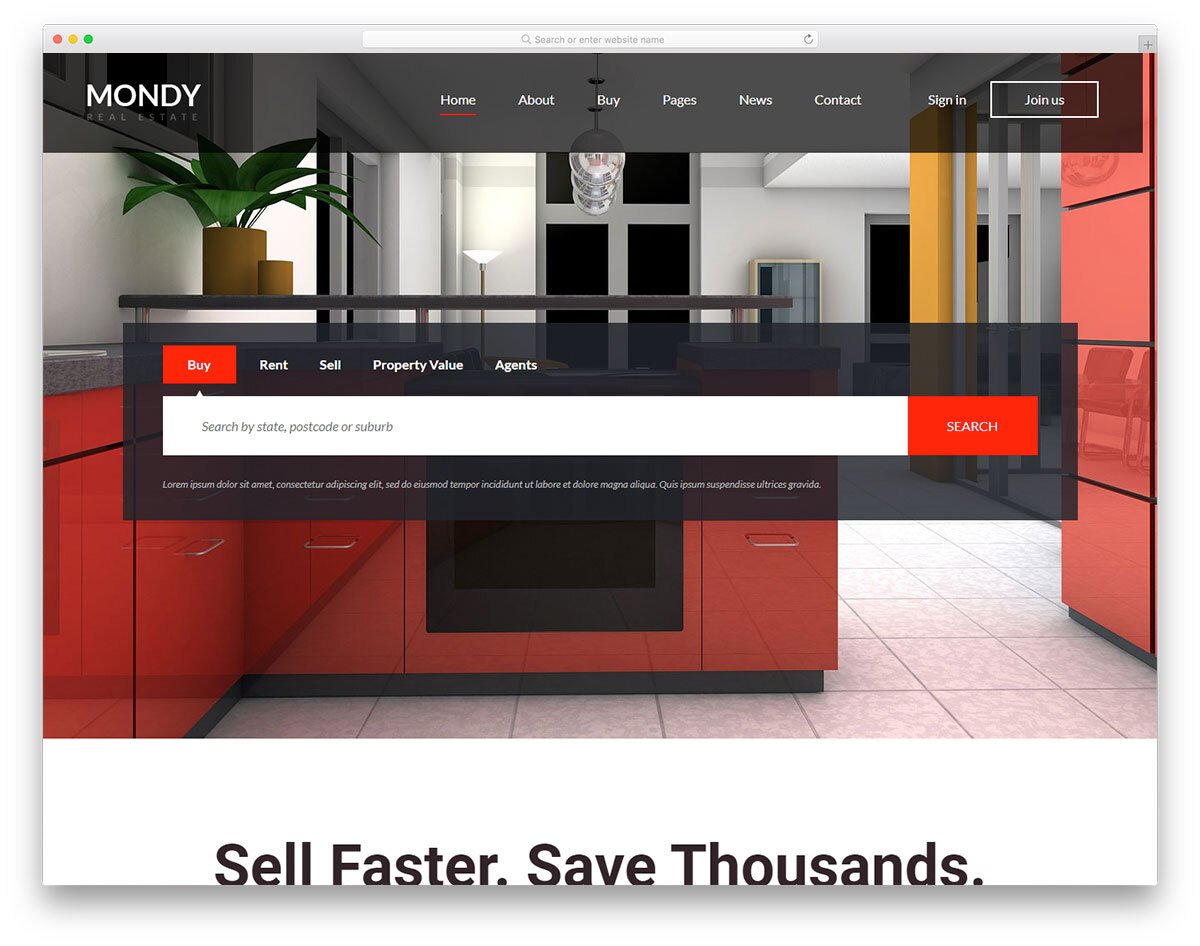 bold real estate website template