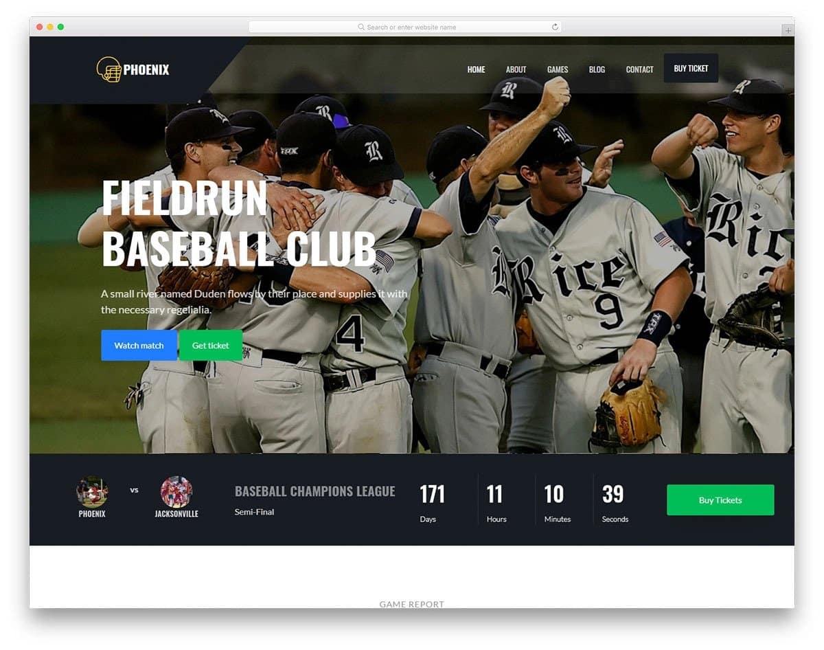 baseball sports club website template