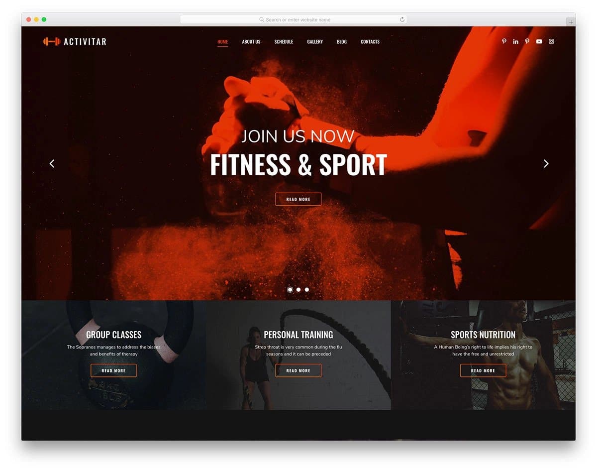 image-rich fitness website template