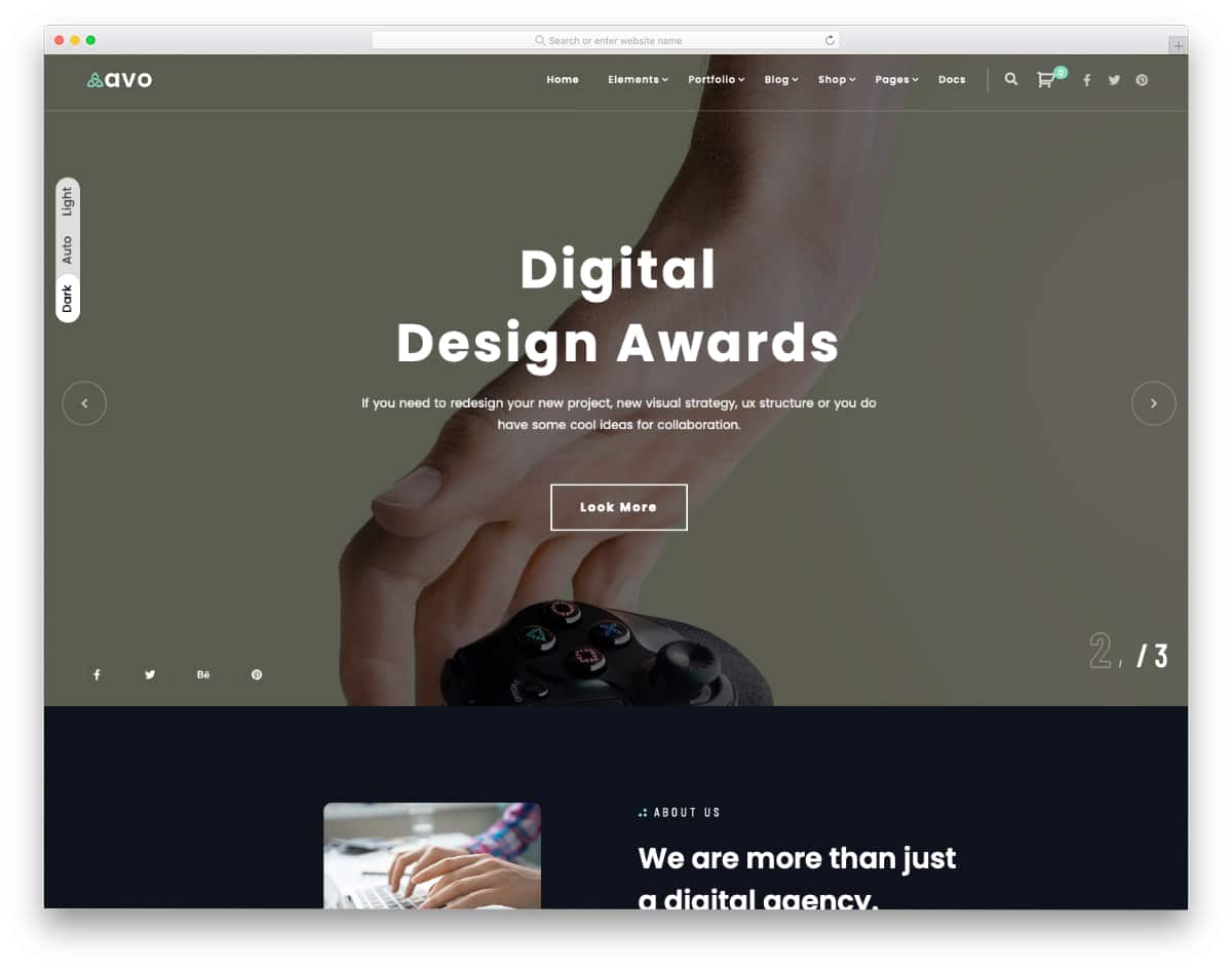 best darktheme digital agency WordPress theme