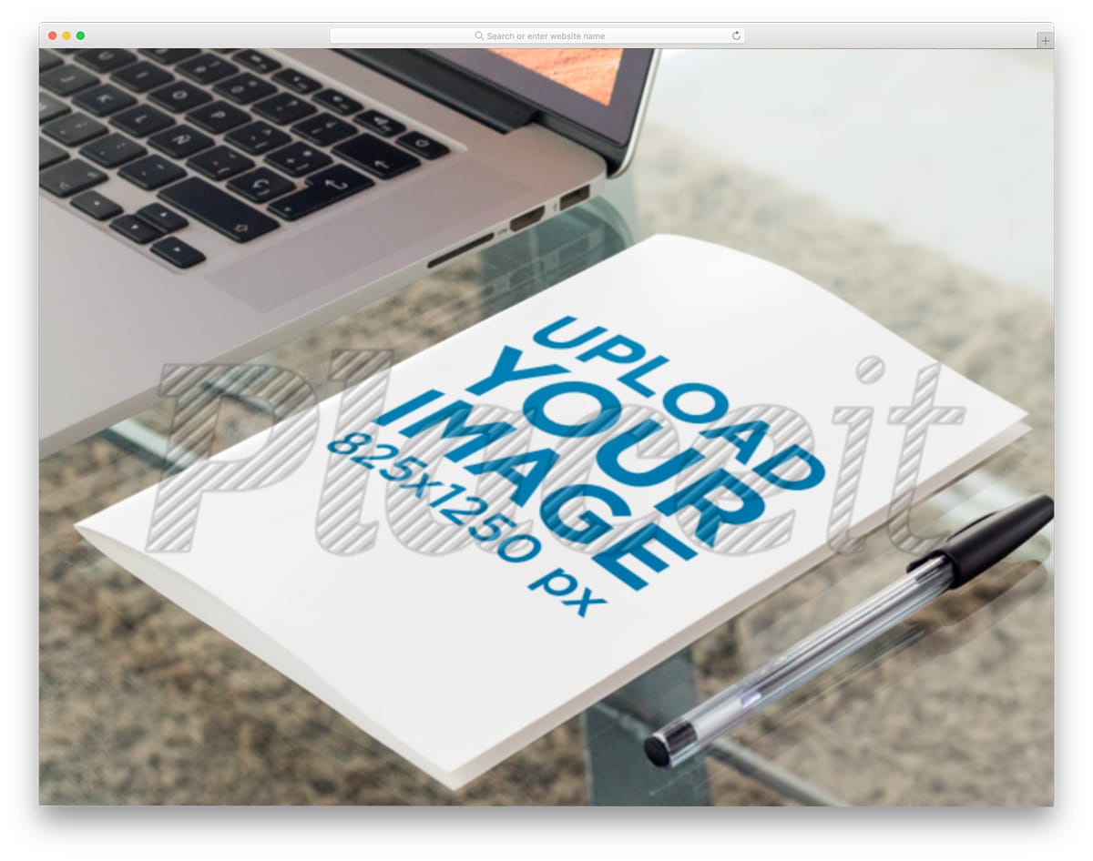 brochure on a glass table mockup image