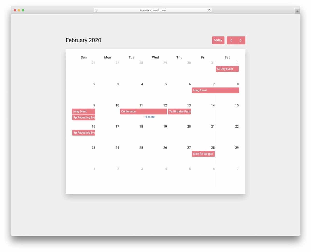 bootstrap full calendar design