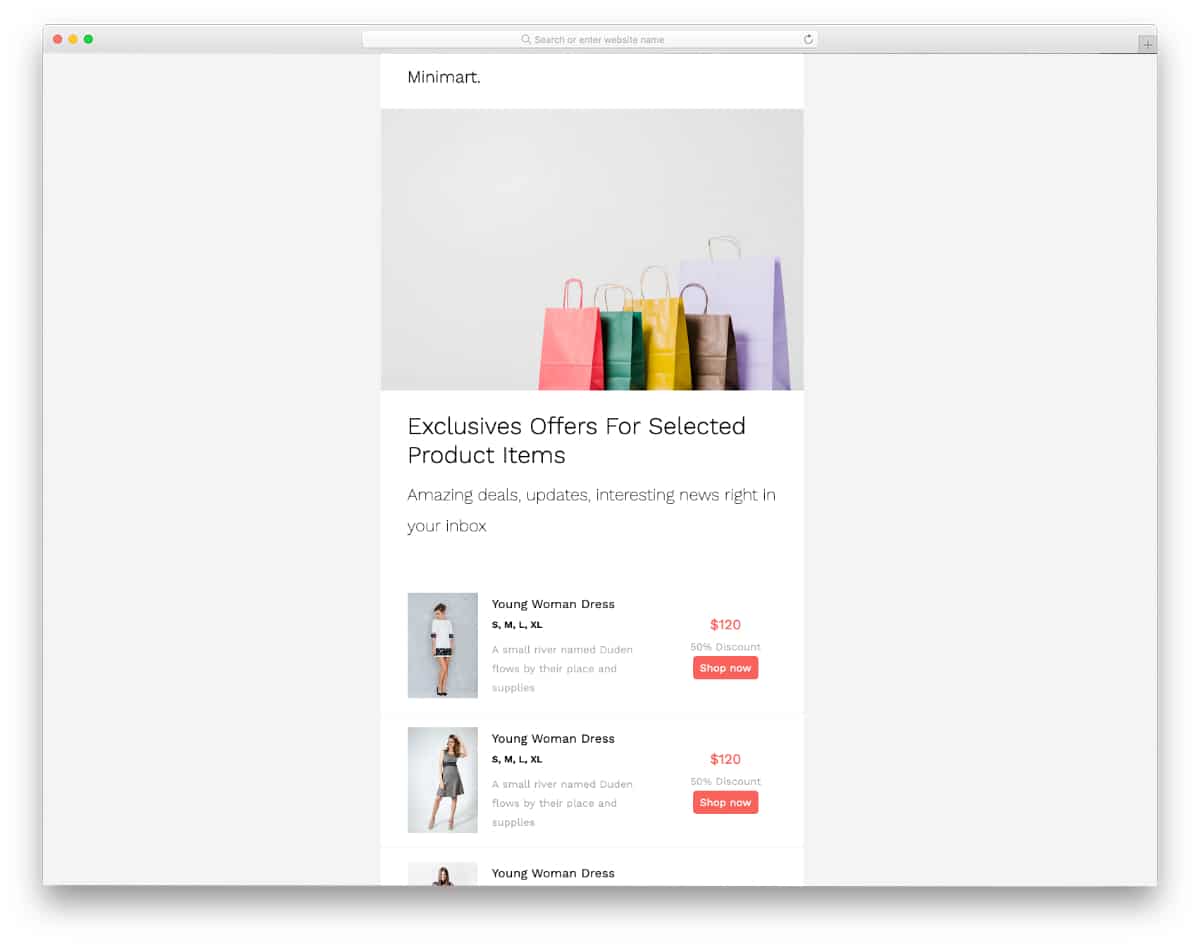 email template for ecommerce stores and boutiques