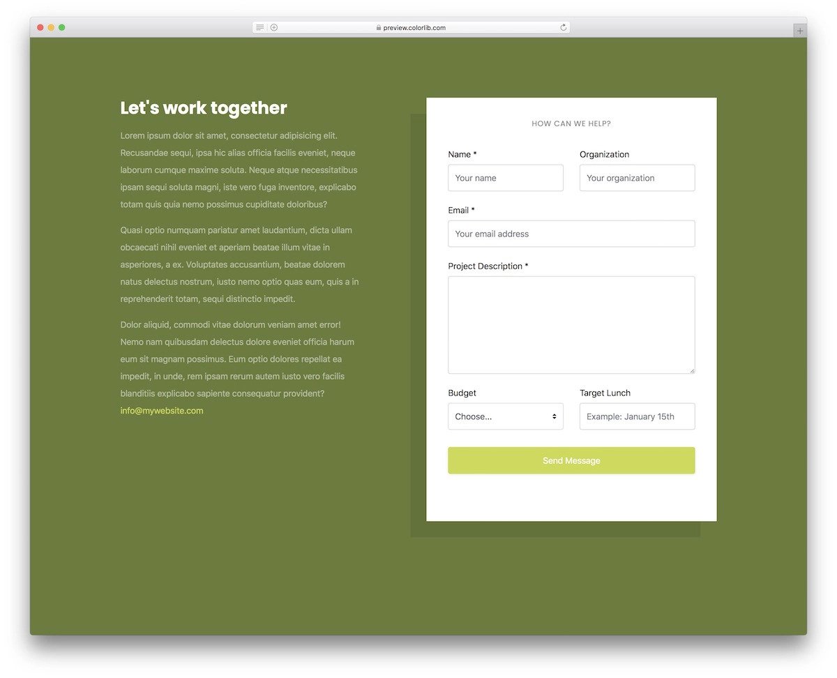 HTML contact form template