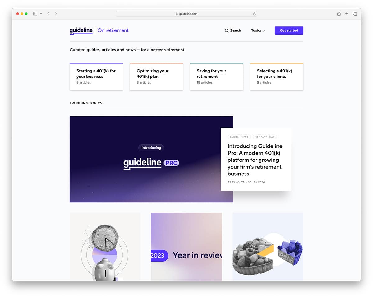Guideline retirement information blog made with ghost