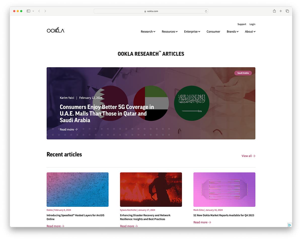 ookla - company behind speedtest.net blog example with ghost