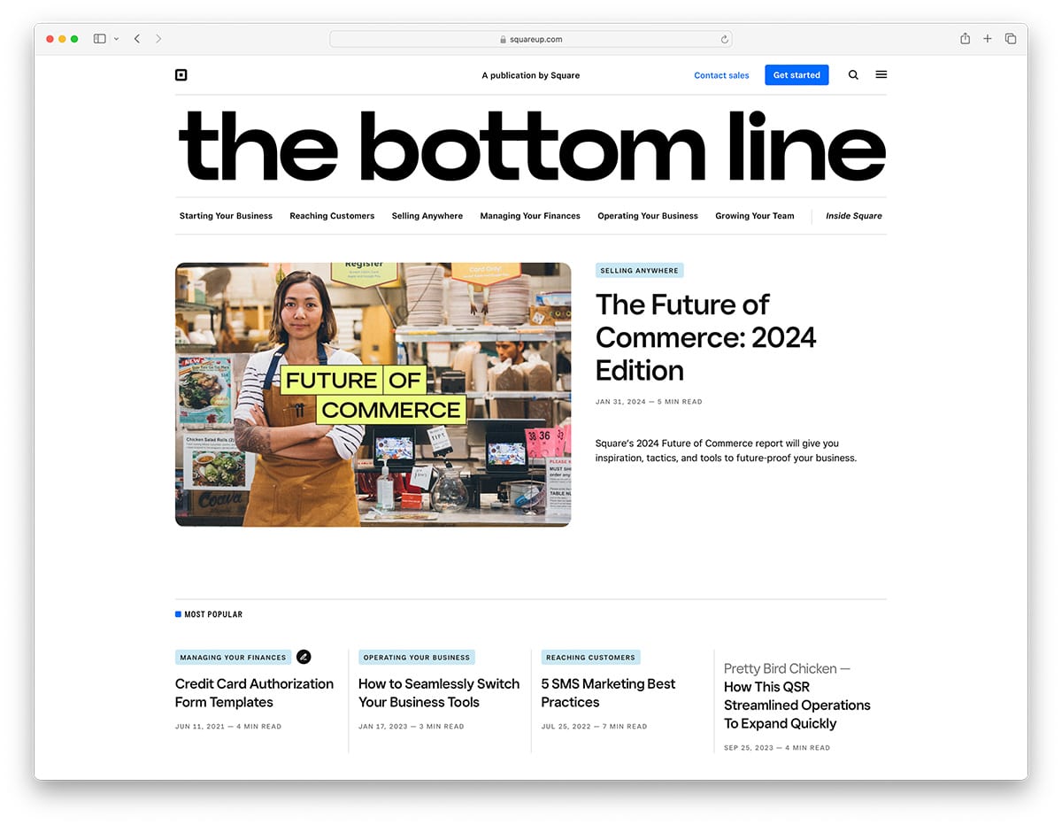 Square finance app made with Ghost