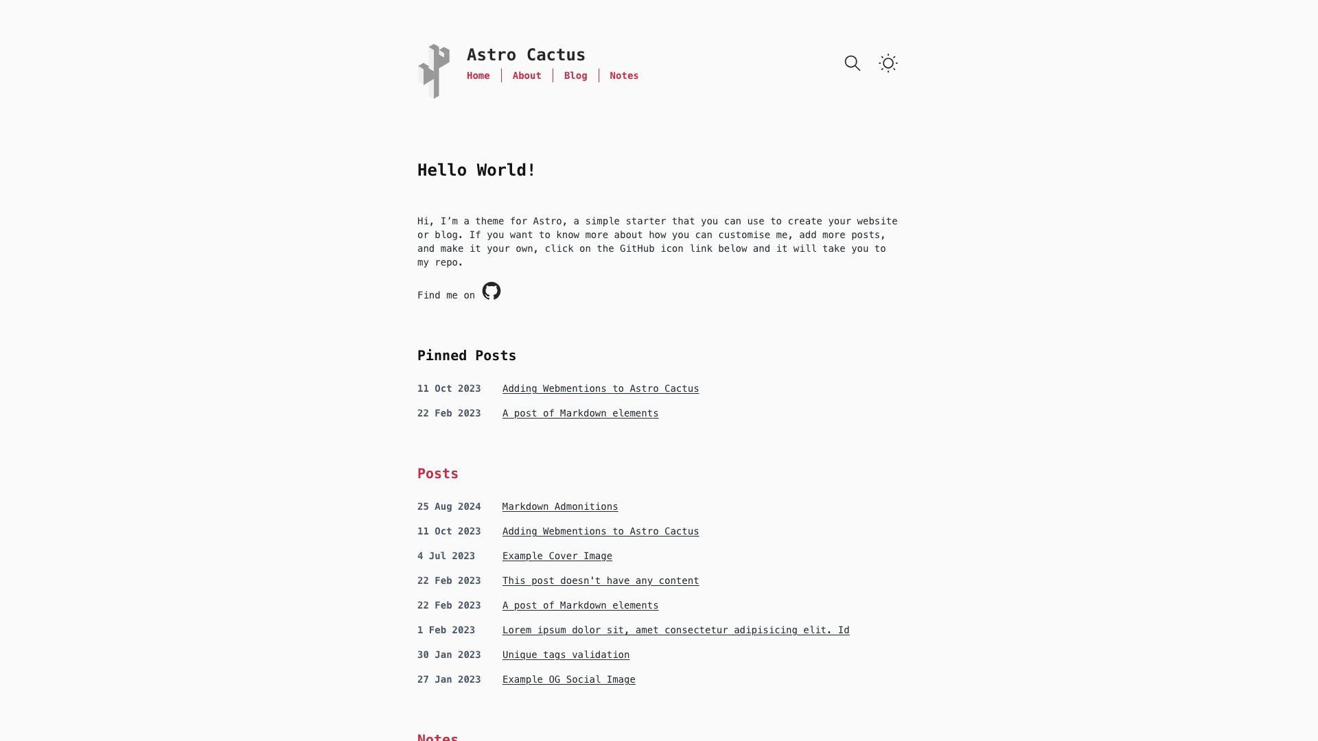 Astro Theme Cactus - Free Astro Blog Template