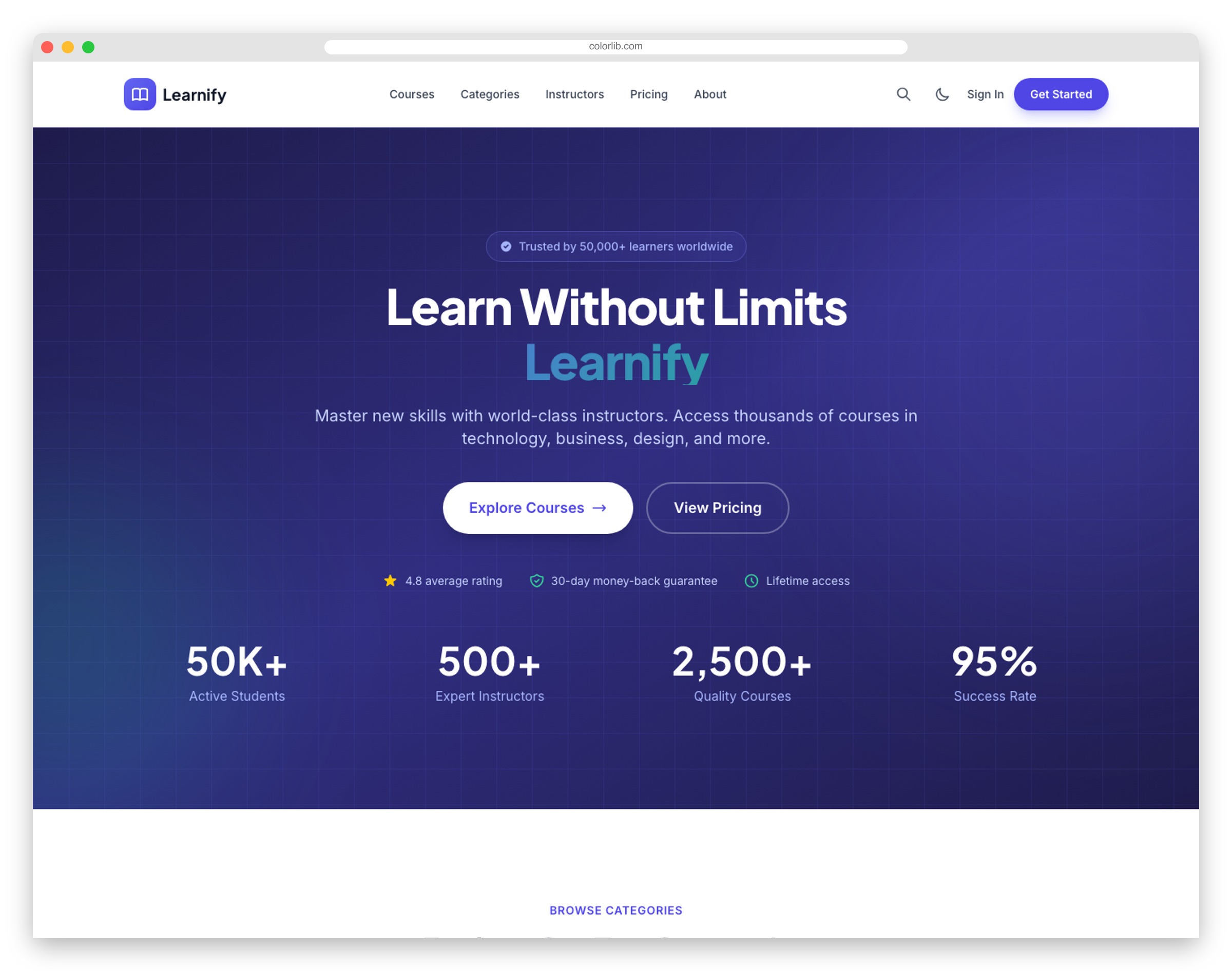 LearnHub - Free Tailwind CSS Online Course Template