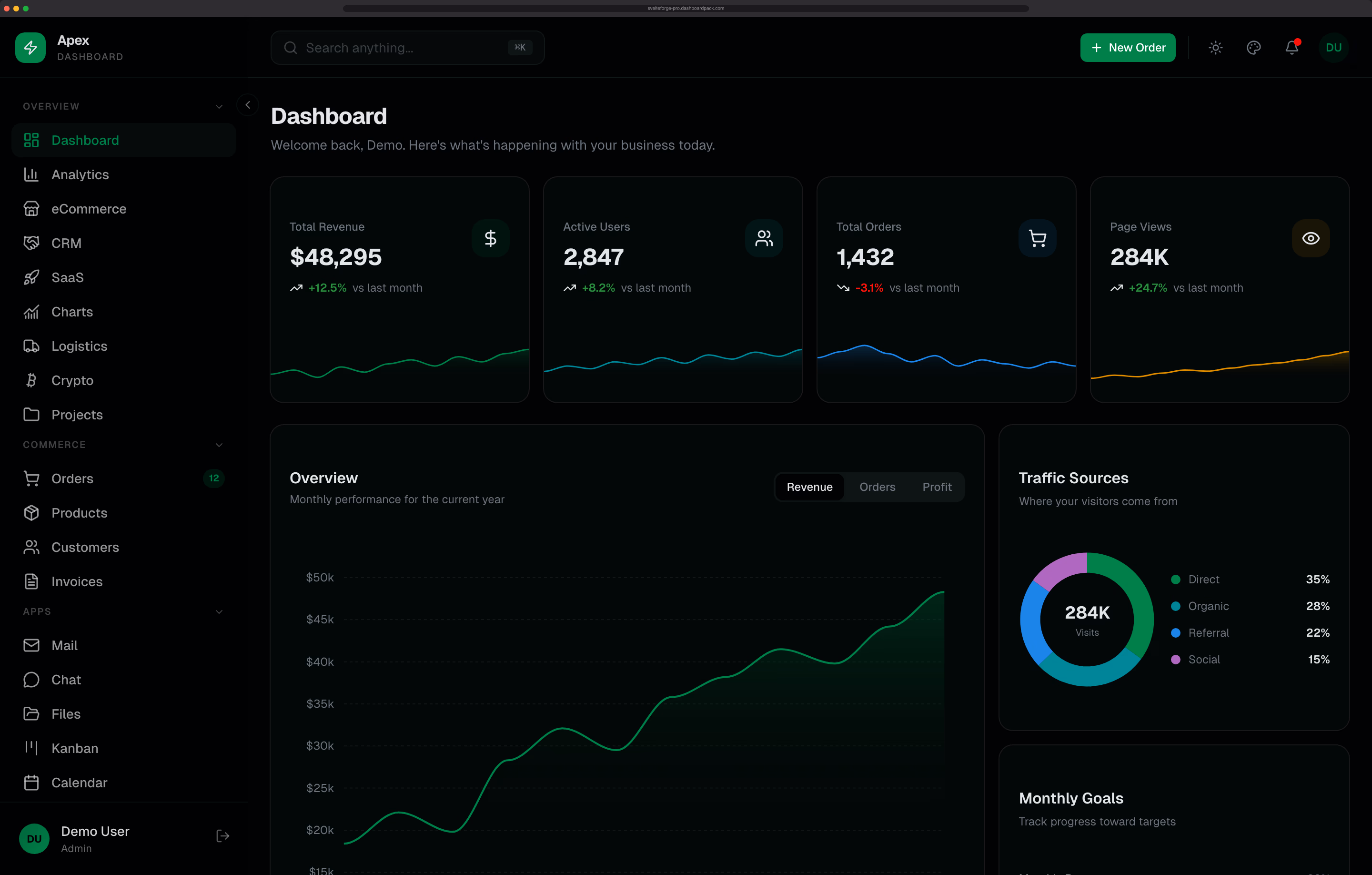 Apex Dashboard Angular - Premium Angular 21 admin template with dark mode