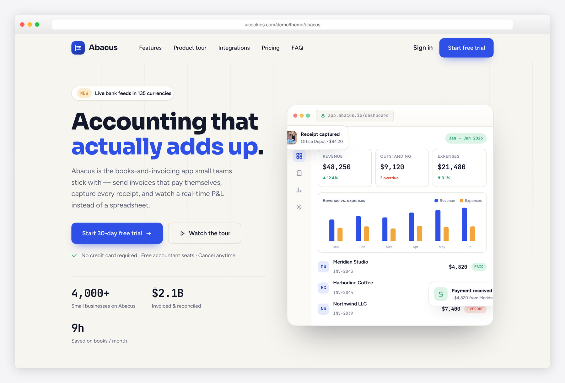 Abacus — free website template by uiCookies