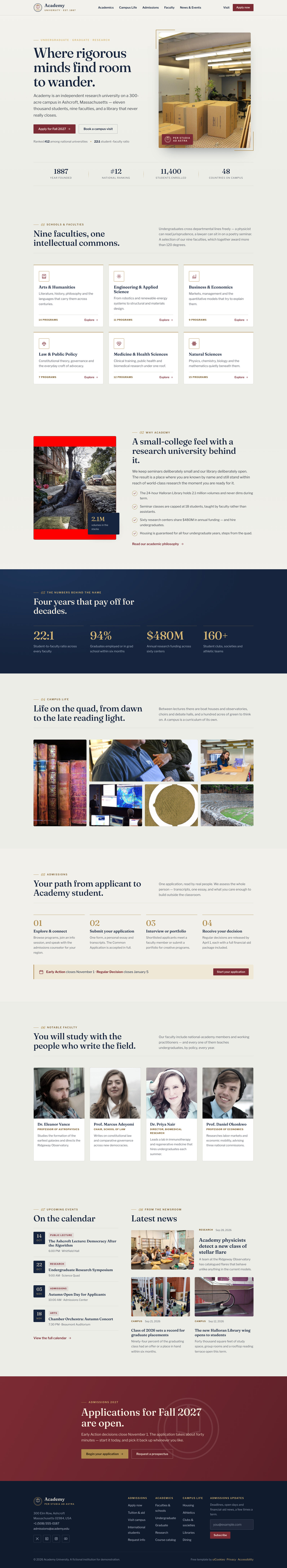 Academy — full page preview