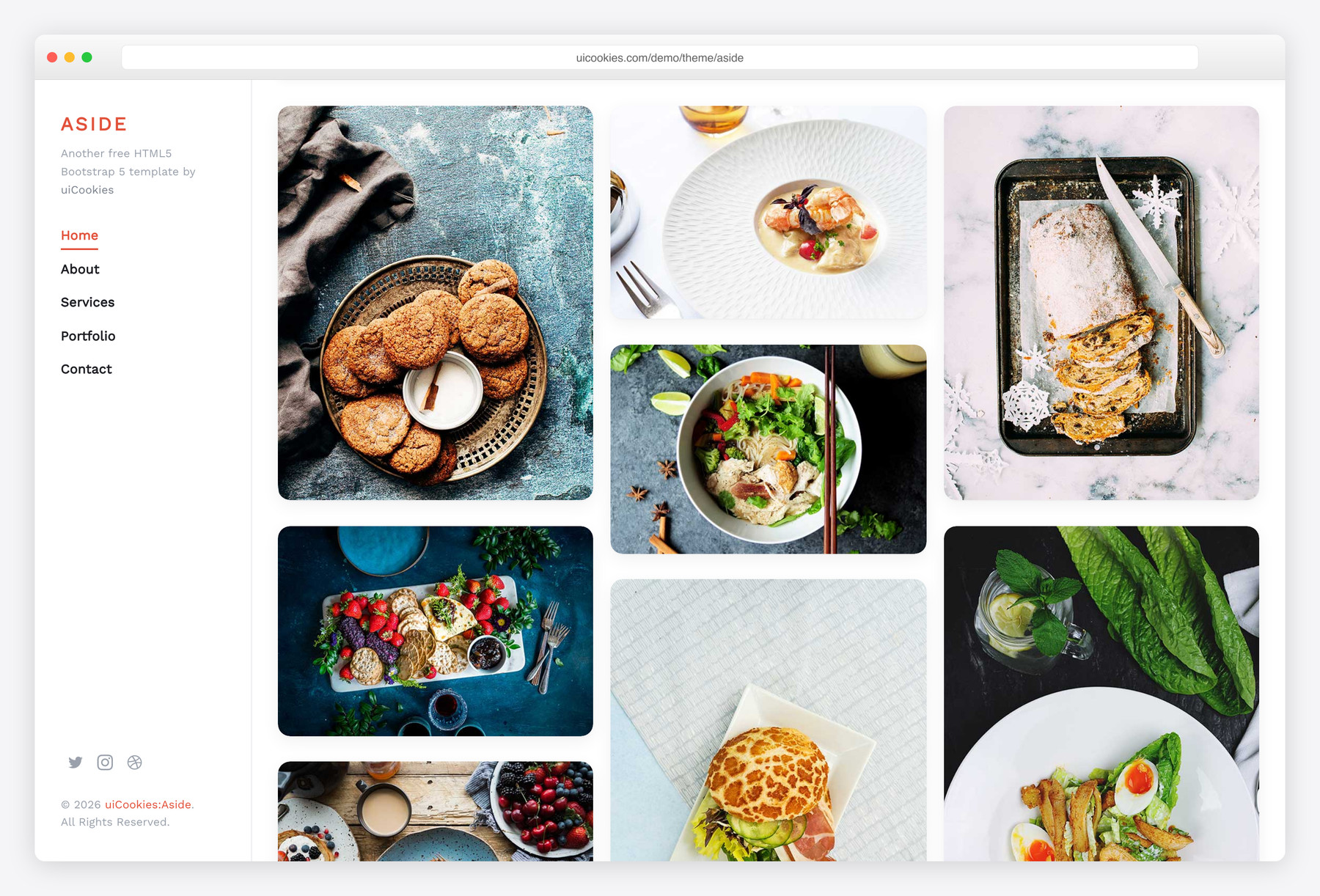Aside — free photography website template by uiCookies