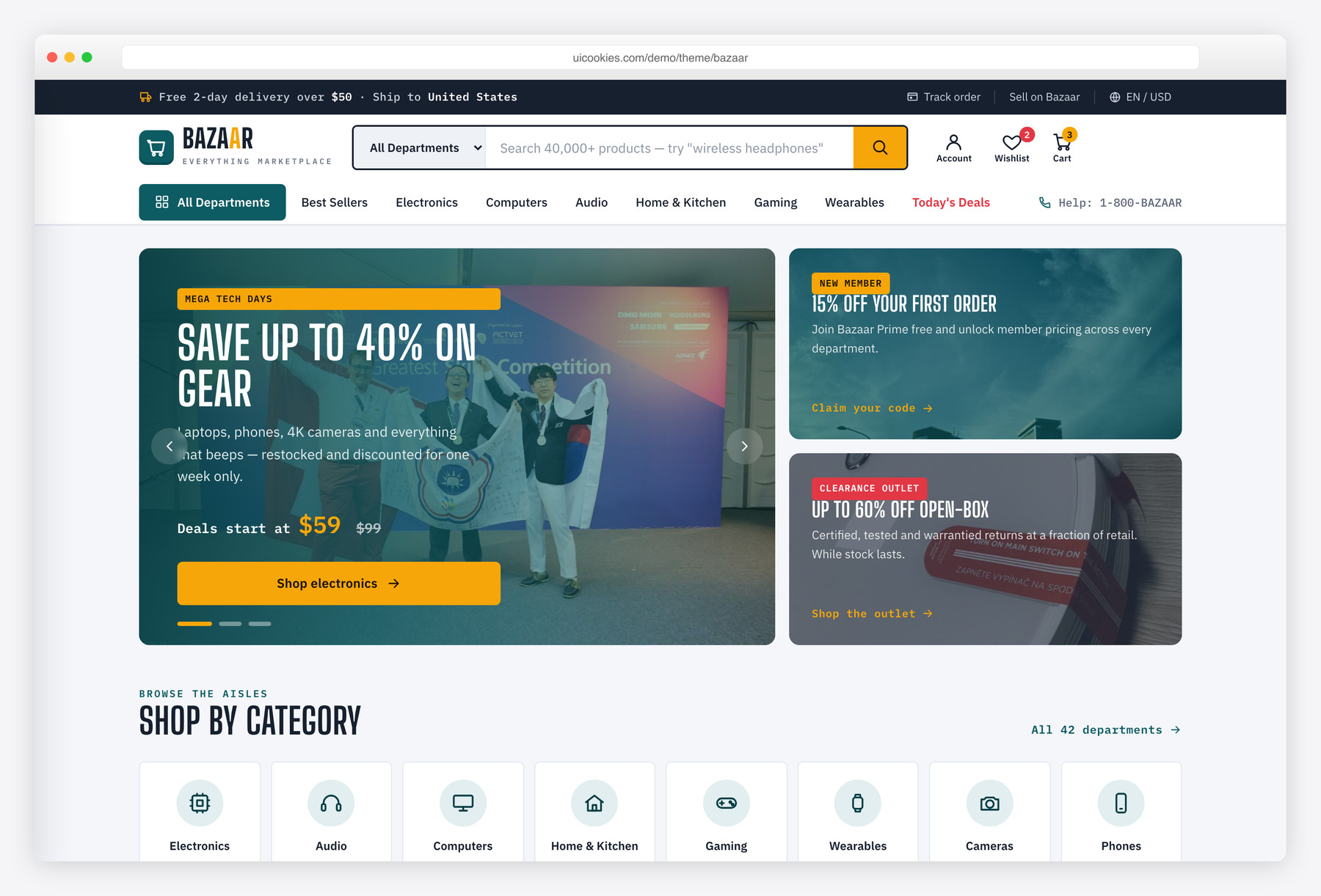 Bazaar — free website template by uiCookies