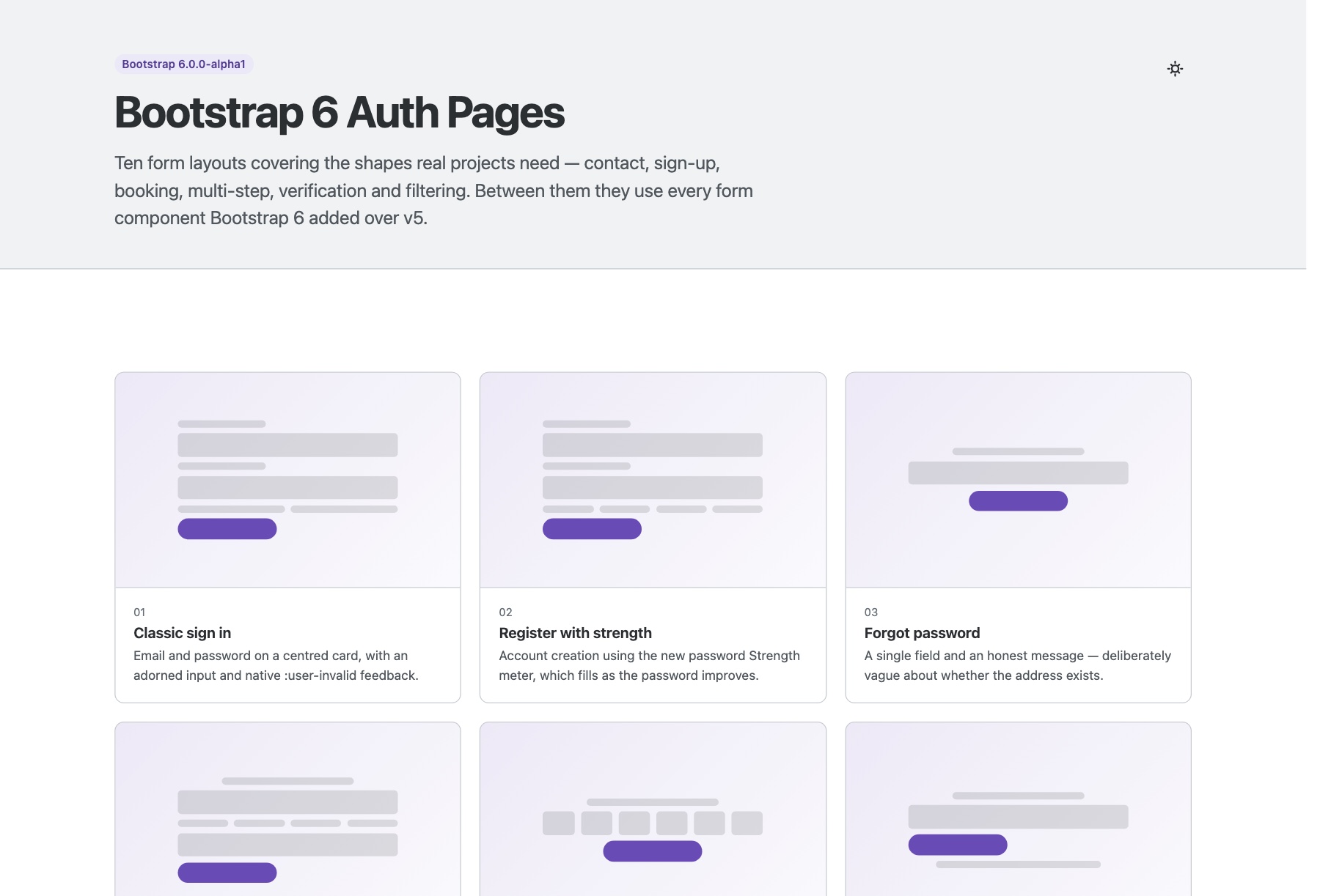 bs6-auth template preview