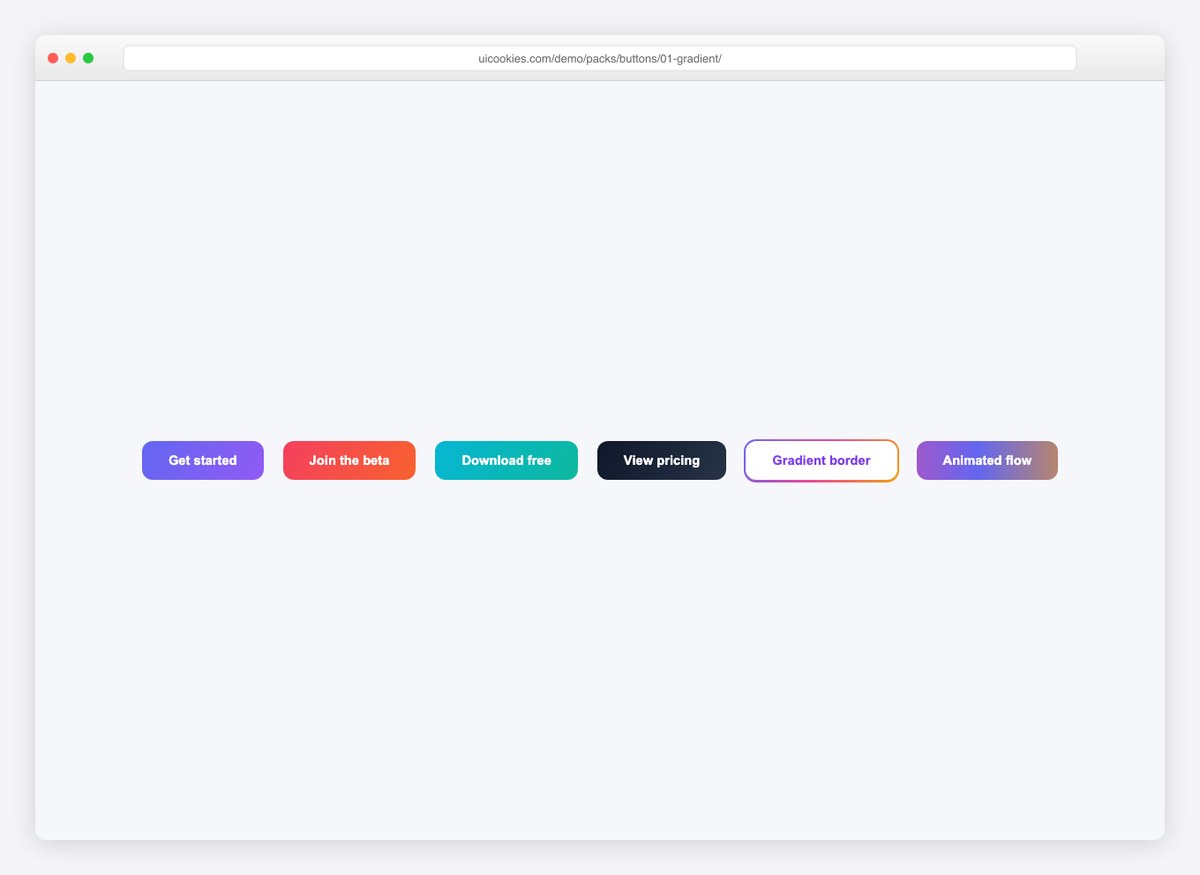 Gradient Buttons — free CSS button templates by uiCookies