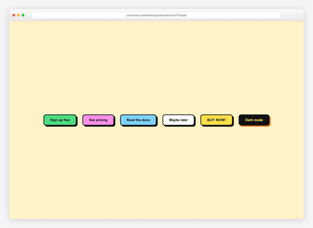 Neobrutalist Buttons — free CSS button templates by uiCookies
