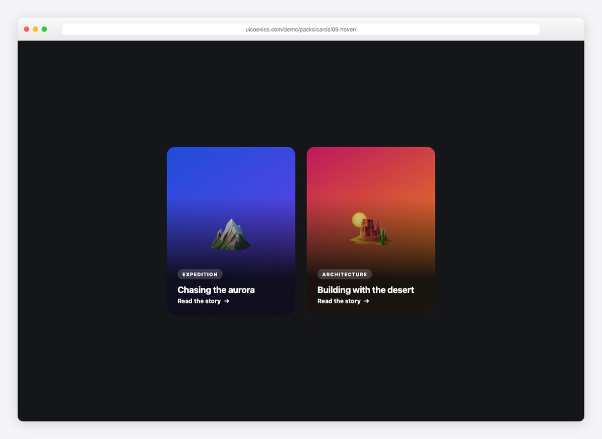 Hover Reveal Card — free CSS card template by uiCookies