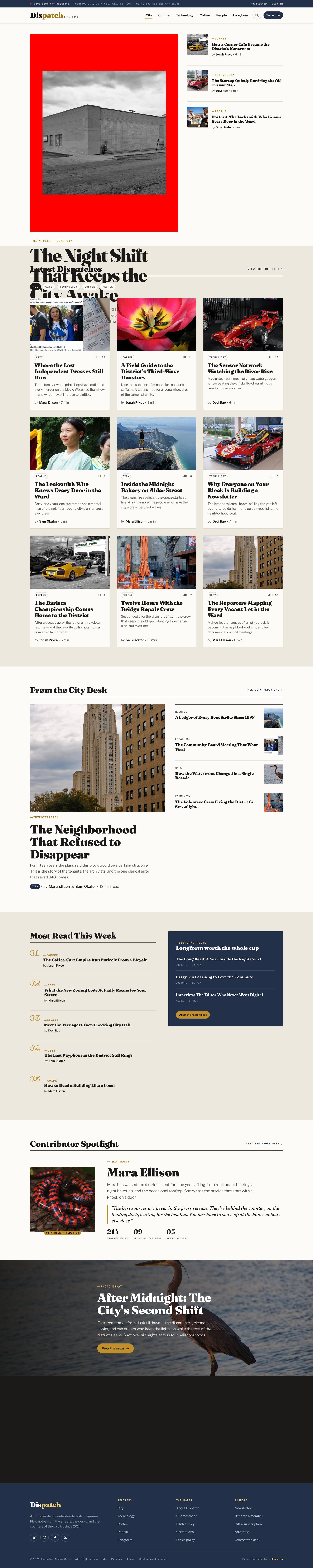 Dispatch — full page preview